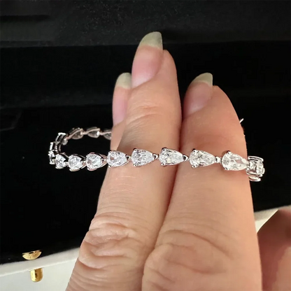 3*5mm Pear Cut Moissanite Diamond Tennis Bracelets with Cetficates 925 Sterling Silver Teardrop Shape Bracelet for Women Men