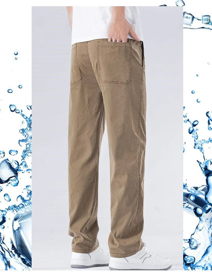 Spring Summer Thin Lyocell Casual Pants Men Loose Straight Fashion Stretch Korean Classic Trousers Men's Clothing Size M-5XL