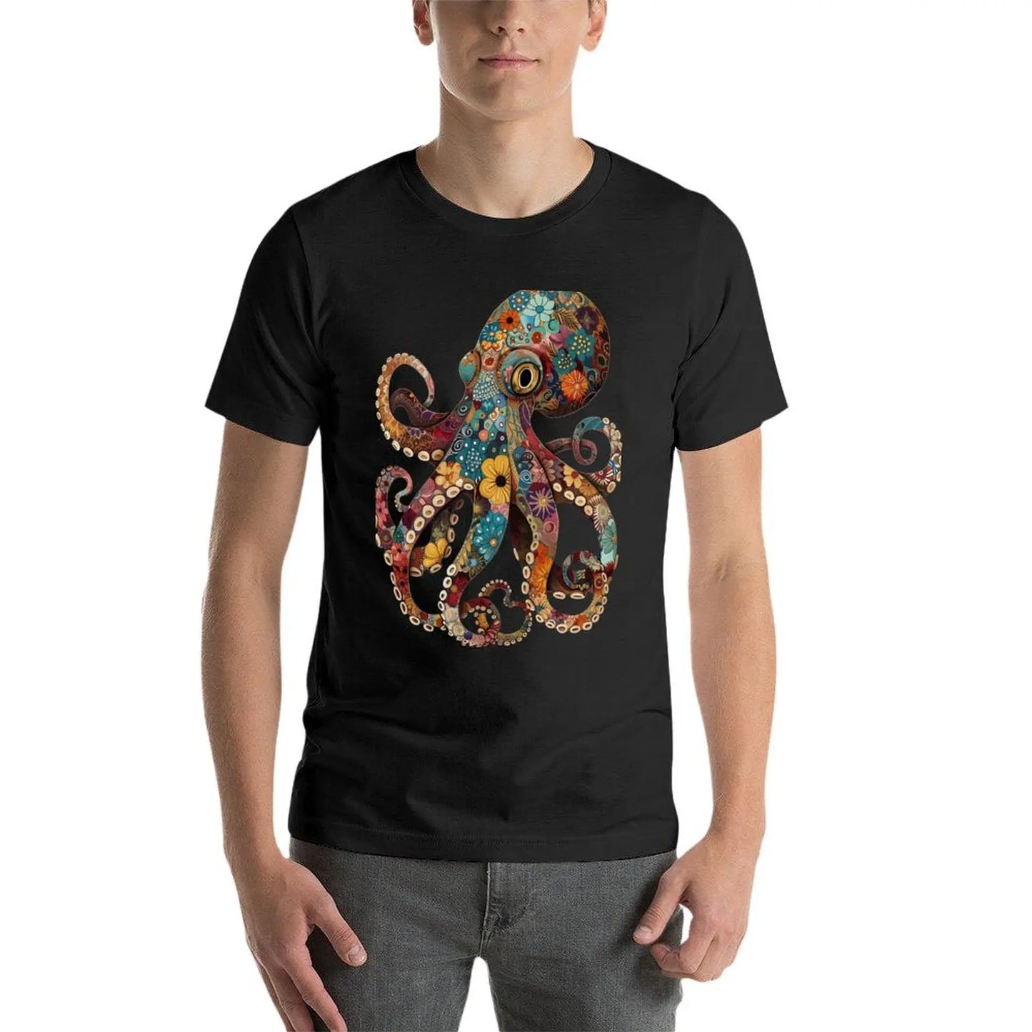 Full color octopus T-Shirt quick drying korean fashion summer tops Aesthetic clothing funny t shirts for men
