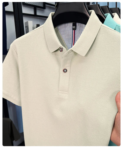 100% pure cotton high-end short sleeve polo shirt men's summer fashion new breathable Korean business casual golf brand T-shirt