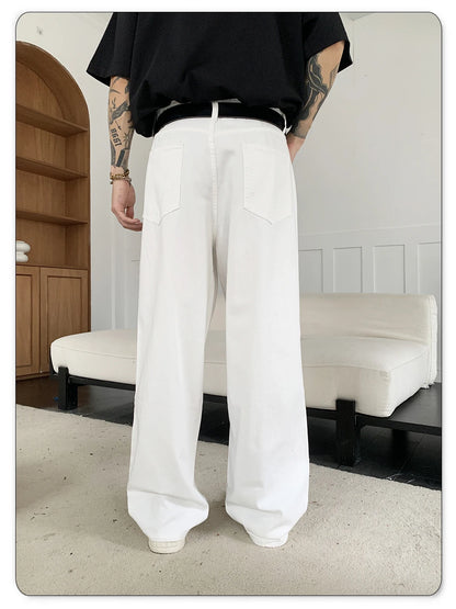 Straight Jeans Men White Loose Unisex Denim Trousers Trend Neutral Jeans Men Baggy Casual Solid Man Women Pants Hip Hop Jeans