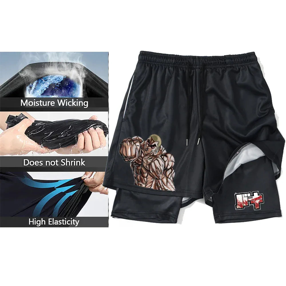 Anime 3D Printed Men's Compression Set short Sleeve Gym Top+Workout Shorts Quick Drying Breathble Athletics Rash Guard Set