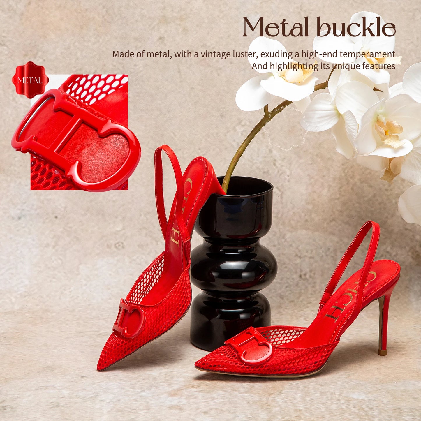 Breathable Mesh Design Fashion Women's Sandals Solid Color Simple Classic Style Versatile Women's High Heels