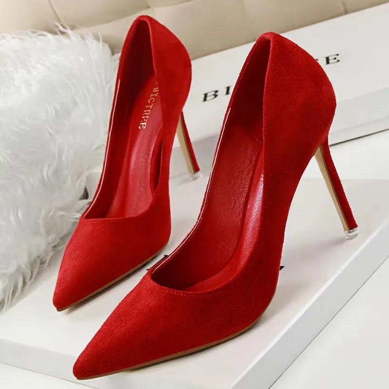 Shoes 2026 New Women Pumps Suede High Heels Shoes Fashion Office Shoes Stiletto Party Shoes Female Comfort Women Heels