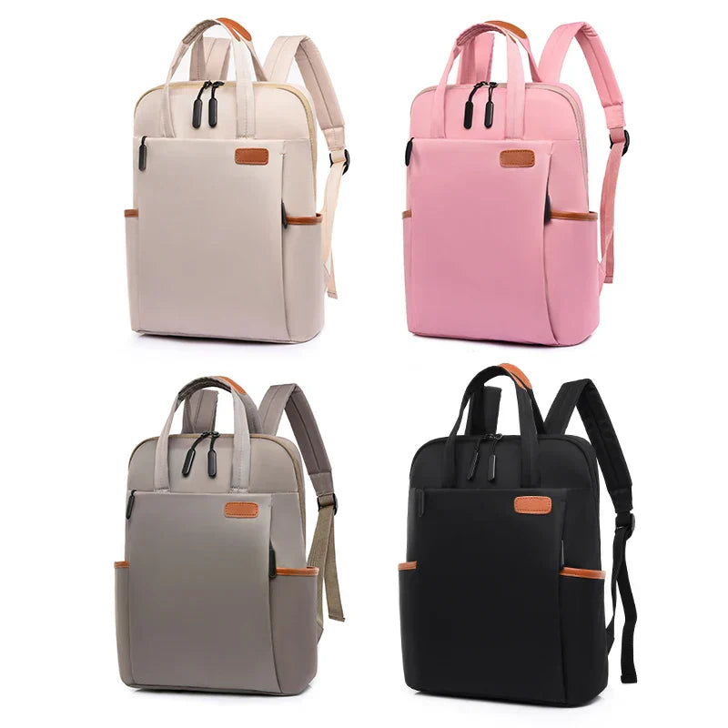 Laptop backpack with multiple pockets, adjustable shoulder straps, zipper closure, multi-purpose, school backpack
