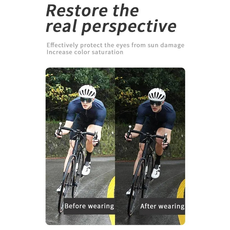 1/3PCS Unisex Polarized Sports Sunglasses Photochromic Wraparound Lenses for Cycling Fishing Driving Night Vision
