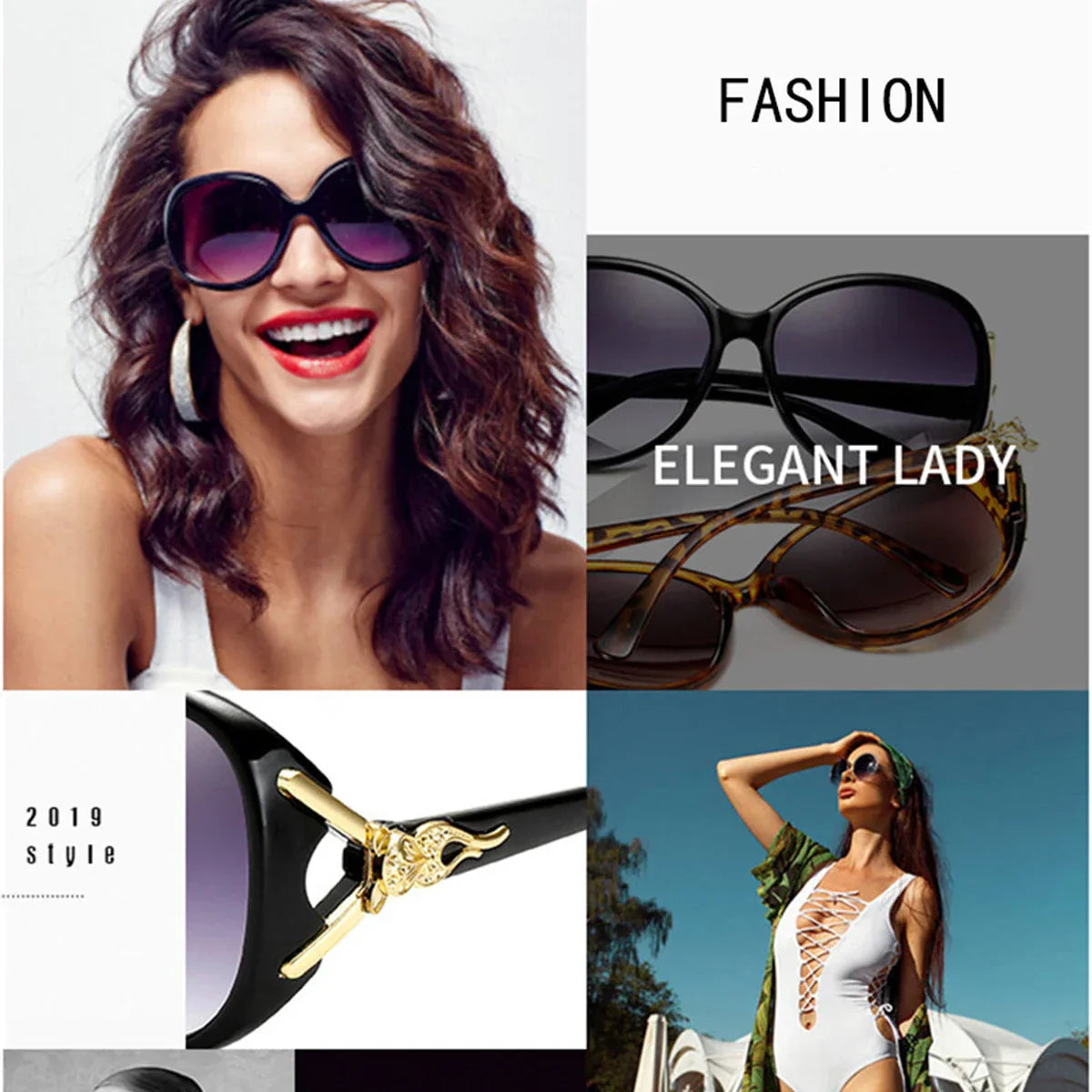 Ladies Fashion New Ladies UV Protection Sunglasses Shade Driving Big Frame Fox Head Sunglasses
