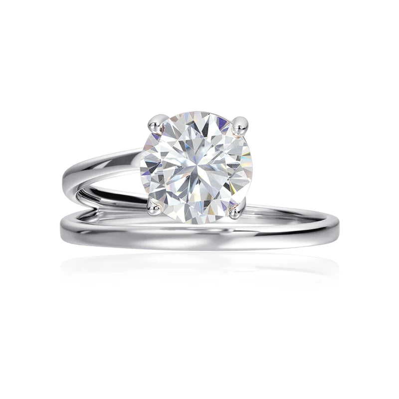 1CT 2CT Certified Moissanite Rings for Women Sparkling Brilliant Cut Wedding Bands 100% Real 925 Pure Silver Jewelry