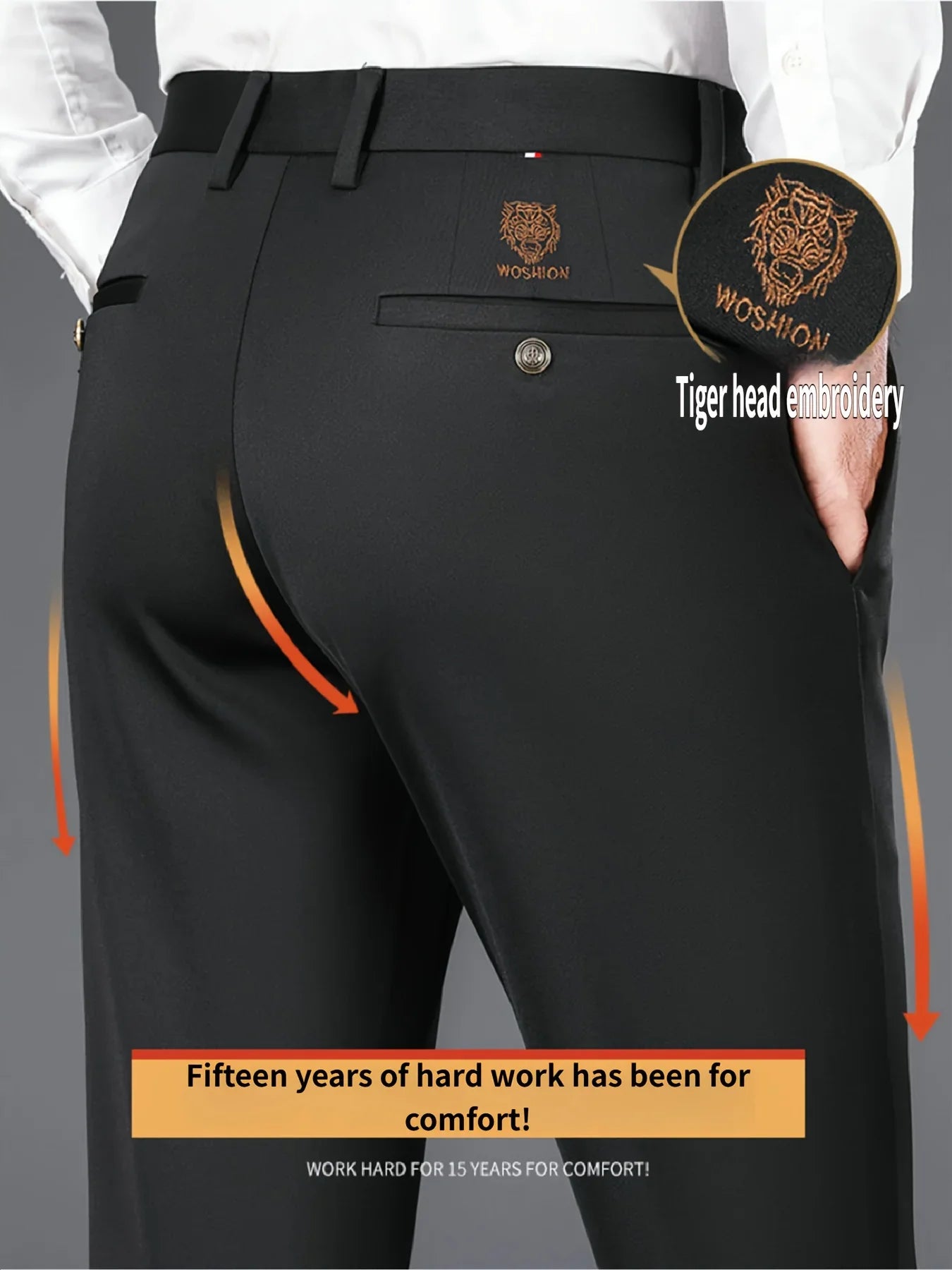 Men's Casual Stretch Dress Pants Slim Fit Straight Business Trousers