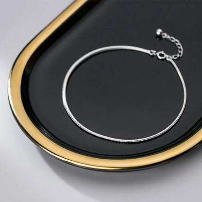 Hight Quality 100% 925 Sterling Silver Fashion Classic Snake Chain Bracelet Anklet Link for Women Fine Jewelry Bijoux