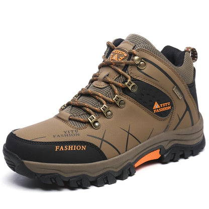 Winter Warm Cotton Shoes Men Outdoor Leather Black Casual Shoes Fur Sneakers High Top Rubber Ankle Boots Male Hiking Trekking 46