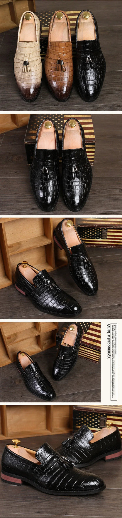Luxury Formal Men's Dress Italian Designer Stylist Wedding Casual Business Patent Leather Loafers Oxfords Shoes for Men