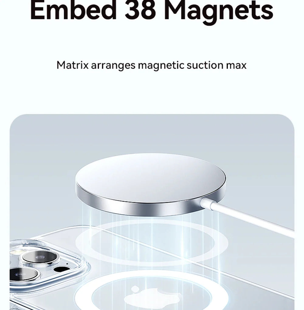 Magnetic Transparent Case For iPhone 15 14 13 Pro Max Case For Magsafe Wireless Charge Shockproof Cover Anti-fall
