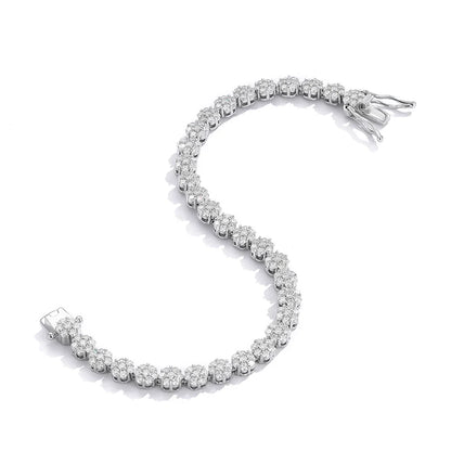 Flower Full Moissanite Tennis Bracelets 925 Sterling Silver D Color Lab Diamond for Women Hand Chain Gift Fine Jewelry GRA