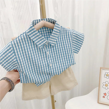 RAISE 2026 Summer Toddler Sibling Attire Fisherman's Hat Plaid Baby Girl Sundress Suits T-shirt Solid Shorts Infant Boy Outfits