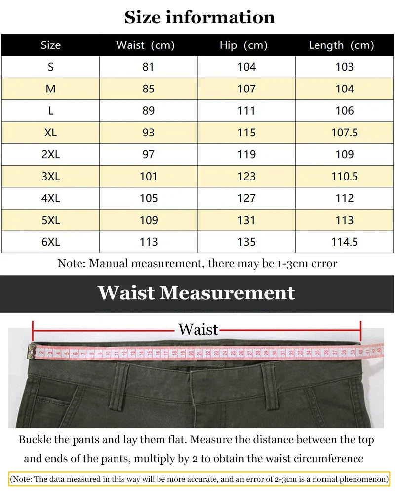 New Casual Tactical Pants Men Cargo Pants Multi Pockets Safari Style Trousers Waterproof Male Streetwear Hiking Plus Size S-6XL