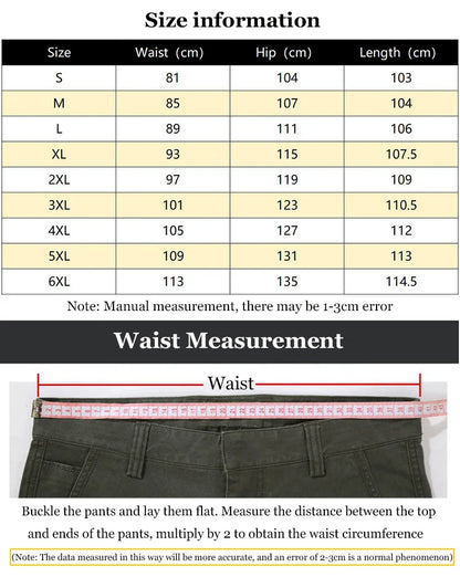 New Casual Tactical Pants Men Cargo Pants Multi Pockets Safari Style Trousers Waterproof Male Streetwear Hiking Plus Size S-6XL