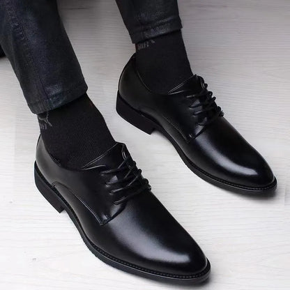 Men’s leather dress shoes business casual formal pointed toe spring autumn black