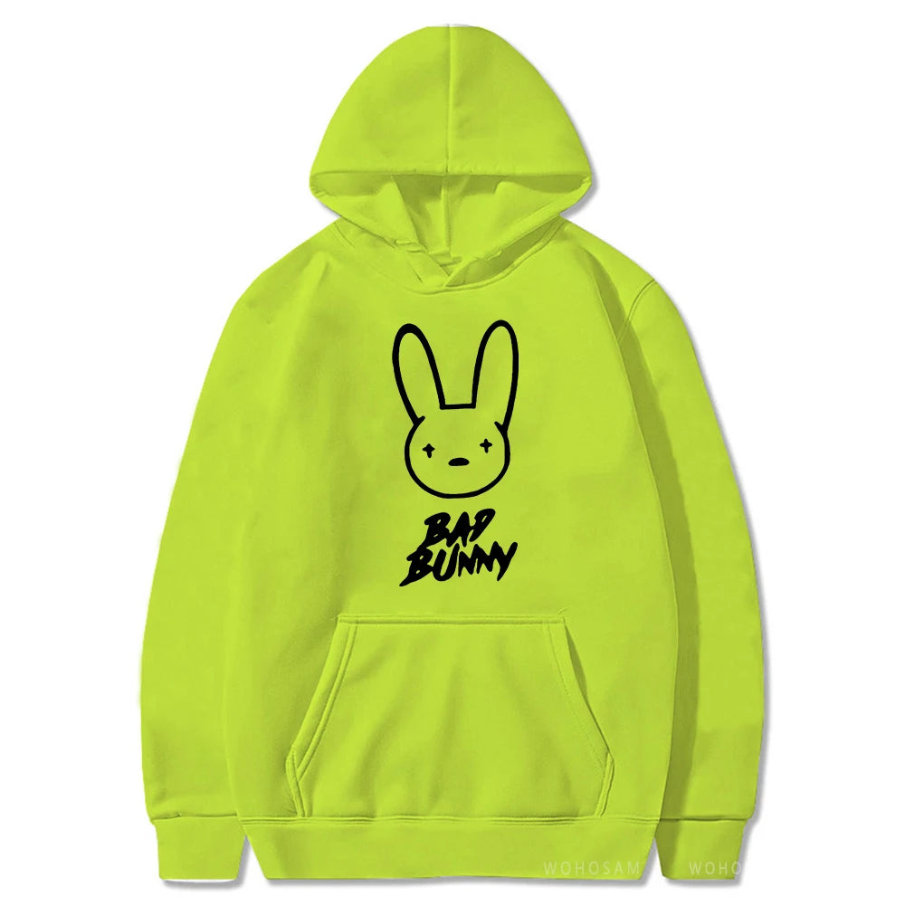 Funny Bad Bunny Hoodie Printed Kawaii Cartoon Harajuku Oversized Streetwear Sweatshirt Korean Style Long Sleeve Women Men Hoody