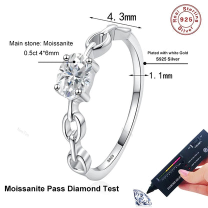 0.5ct D Oval Cut Moissanite Ring for Women 925 Sterling Silver Lab Diamond Engagement Wedding Rings Jewelry Bands