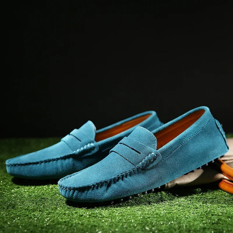 High Quality Suede Men Casual Shoes Non-slip Mens Driving Shoes Slip on Flats Loafers Leather Shoes 10 Colors Size 38-49