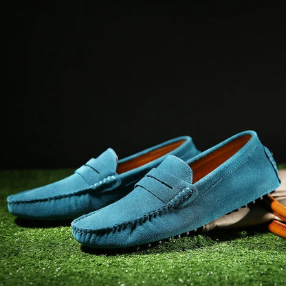 High Quality Suede Men Casual Shoes Non-slip Mens Driving Shoes Slip on Flats Loafers Leather Shoes 10 Colors Size 38-49