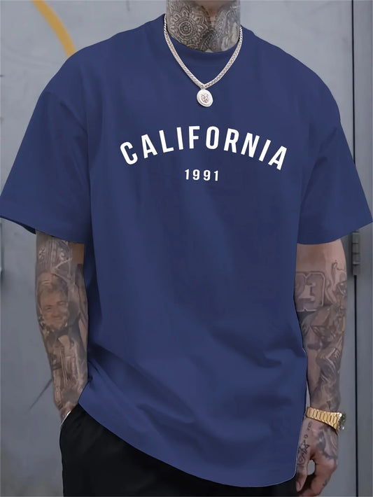 Navy Blue Vintage California 1991 Print T-Shirt Made of Premium 100% Cotton Great for Summer Daily Wear and Casual Urban Outings