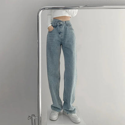 Vintage Jeans Loose-fit Straight-leg Slimming Draped Denim Trousers