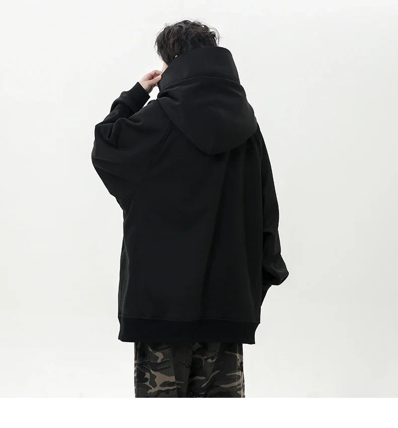 Autumn New High Neck Sweatshirt Men Pile Up Collar Hoodie Harajuku College Style Ninja Sweatshirt Casual Sports Loose Couple Top