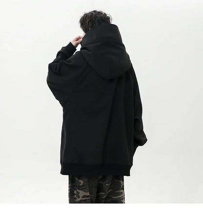 Autumn New High Neck Sweatshirt Men Pile Up Collar Hoodie Harajuku College Style Ninja Sweatshirt Casual Sports Loose Couple Top