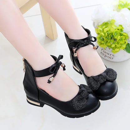 2026 Shiny Bow Stage Elegant Comfortable Catwalk Fashion Spring/summer Students Baby Girls Princess Shoes Cute Kids Sandals