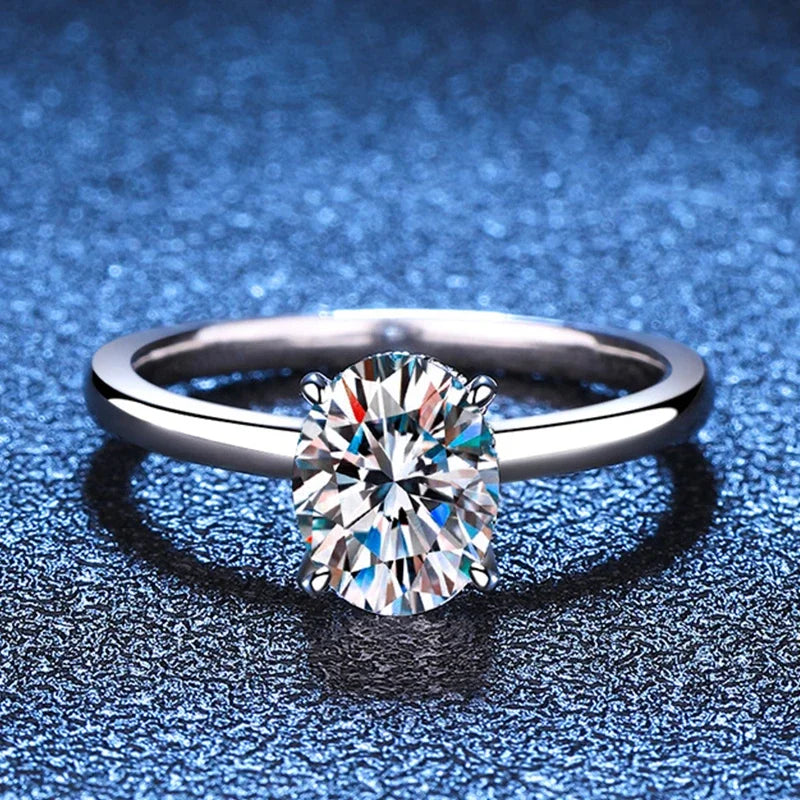7x9mm 2ct Moissanite Ring S925 Sterling Silver Oval Cut Lab Diamond Wedding Rings for Women Engagement Promise Band Gift