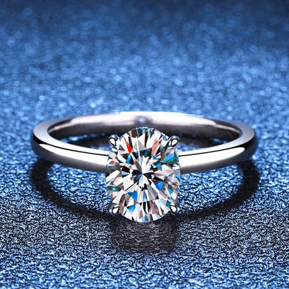 7x9mm 2ct Moissanite Ring S925 Sterling Silver Oval Cut Lab Diamond Wedding Rings for Women Engagement Promise Band Gift