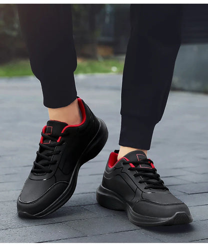 2025 New Lightweight Men Casual Leather Sneakers Non-slip Breathable Male Outdoor Running Shoes Lace Up Soft Sport Shoes