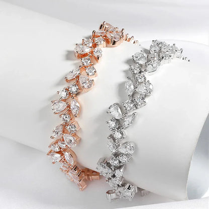 16.8-20.4CTTW Luxury Water Drop Moissanite Bracelet Wedding Female Jewelry Full Diamond Sterling Silver Bangle Plated 18K
