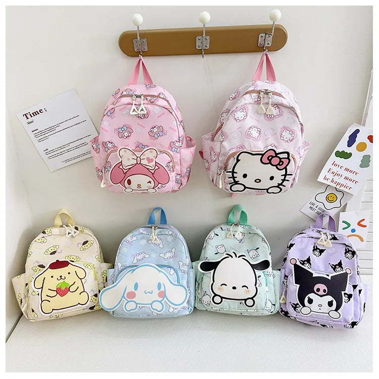 Anime Cartoon Kuromi Melody Cinnamoroll Backpack Boys Girls Cartoon Hello Kitty Kawaii Canvas Fashion Children's Schoolbag