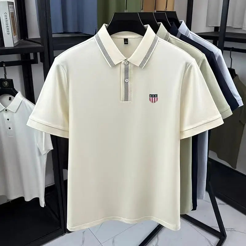 Premium Hot Sales Man Short-Sleeved Polo Shirt Lapel Button Patterned Print Golf T-Shirt Summer Business Fashion Men's Clothing