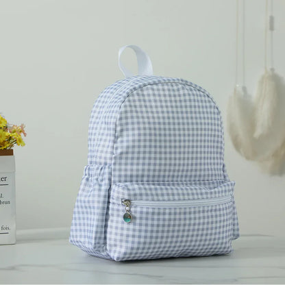Plaid Backpack For Girls Boys Floral Waterproof Nylon Schoolbag Durable Lightweight Book Bag For Students