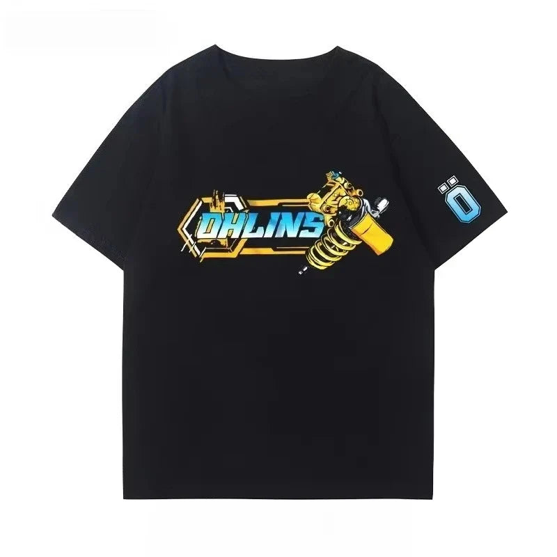 Motorcycle Shock Absorber Modified T-shirt Cotton Casual Trendy Brand Men's Women's Car Club Crew Neck Short-sleeved Top