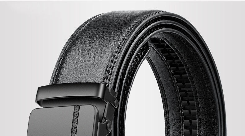 105 150 140 130 160 170cm Large Plus Size Men's Belt PU Brand Fashion Automatic Simple Buckle Black PU Leather Belt 3.5cm Width