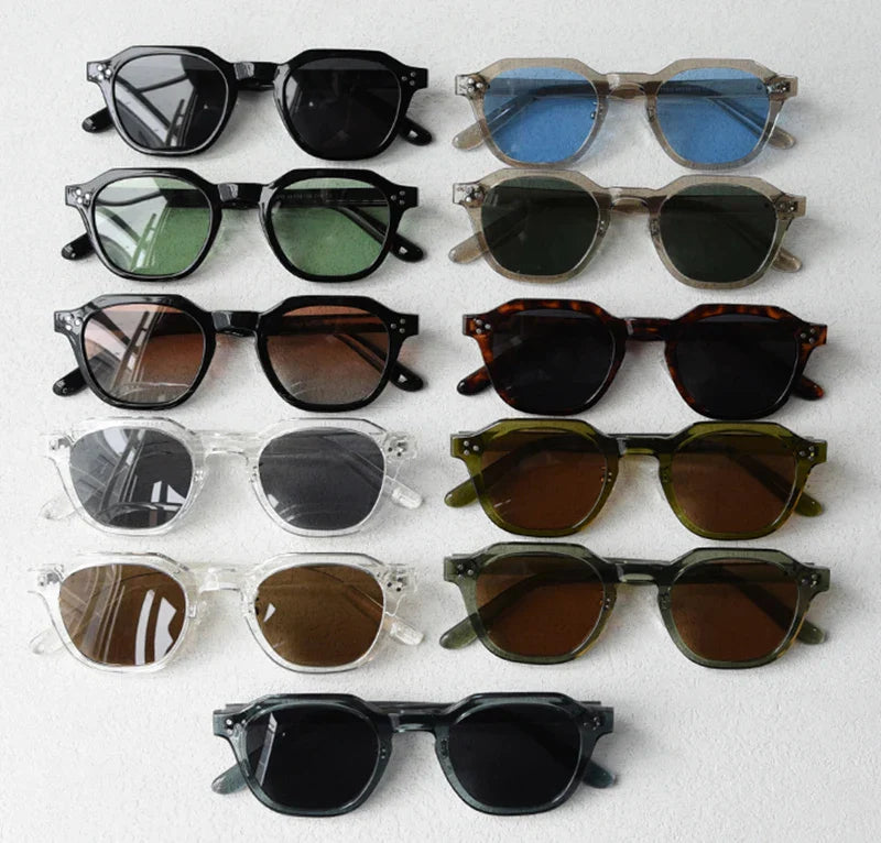 retro sun glasses for women TR90 frame polygon polarized sunglasses uv400 male green brown 2023 summer