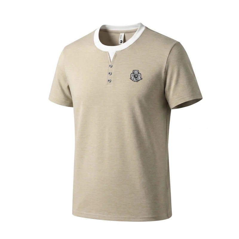designer men's summer vacation two piece t-shirt round neck embroidered british style short sleeve casual fashion men's wear top