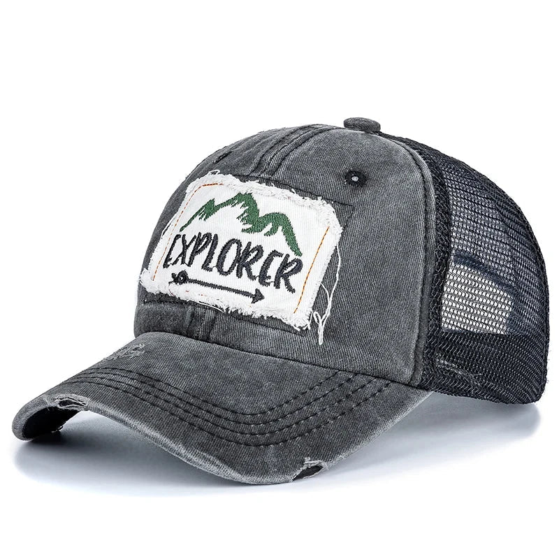 Unisex Washed Cotton Cap Mountain Embroidery Vintage Baseball Caps Men Women Adjustable Breathable Outdoor Streetwear Sports Hat