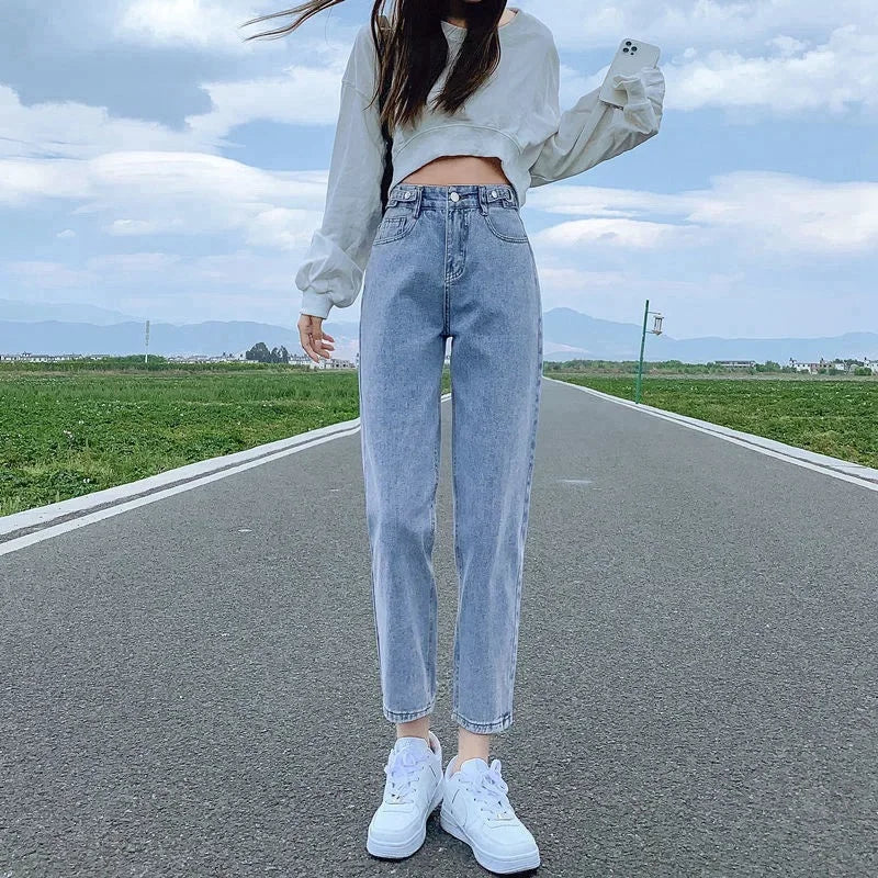 Wide-Leg Nine-Point Straight-Leg Carrot Harem Pants