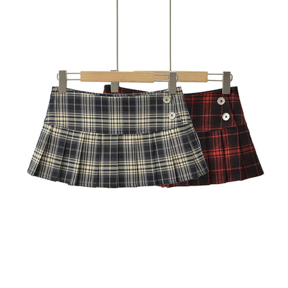 Summer Mini Skirts For Woman Korean Fashion Red Plaid Skirts Women Y2k Skirts Pleated Pleated Skirts Vintage Preppy Style