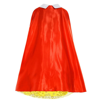 Vestido Laranja Disney Princesa Cosplay de Manga Curta Fofo com Renda para Meninas + Capa + Conjunto de Acessórios Presente de Aniversário