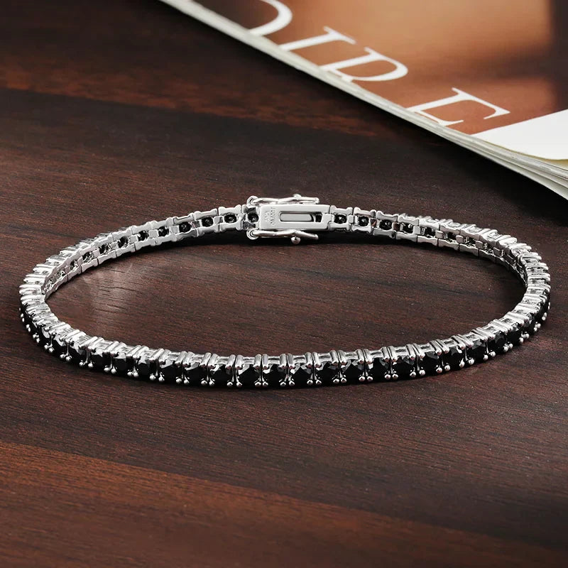 3mm 4mm Black Moissanite Tennis Bracelet Full Diamond GRA 925 Sterling Silver Plated 18k Hiphop Bracelets for Women Man