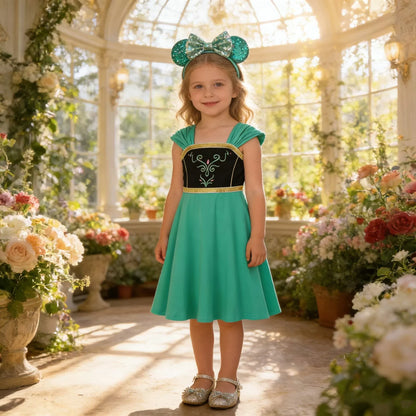 Summer Girls Q Version Princess Dress Children Role Playing Clothing Carnival Party Outdoor Girl's Casual Short Sleeve Dresses