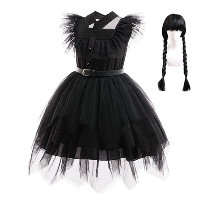 Weirdo Family Costume with Belt Halloween Role Play Gothic Cosplay Apparel The Day Begin with W Birthday Party Ball Gown Dresses