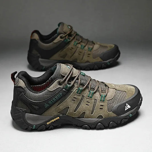 HIKEUP Tênis Masculino de Caminhada em Couro Camurça, Calçados Outdoor Resistentes ao Desgaste Masculinos para Trekking, Caminhada, Caça e Tênis Táticos